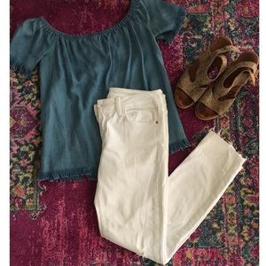 Zara Basic Z1975 White Demin Cropped Jeans